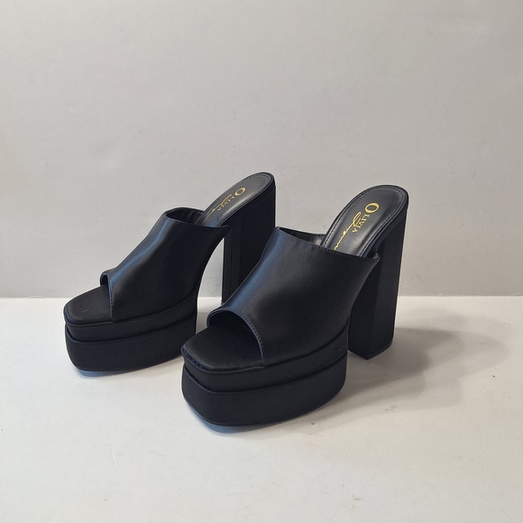 Olivia Black Whimsygoth Witchy Goth Edgy Slip-On Platform Chunky Heels Size 5.5 - Picture 4 of 14